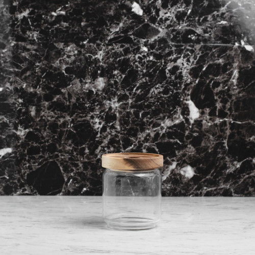 Glass Food Jar with Wooden Lid 500ml (F9)