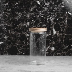 Glass Food Jar with Wooden Lid 1000ml (F11)