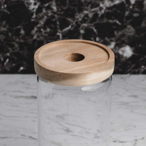 Glass Food Jar with Wooden Lid 1000ml (F11) 3