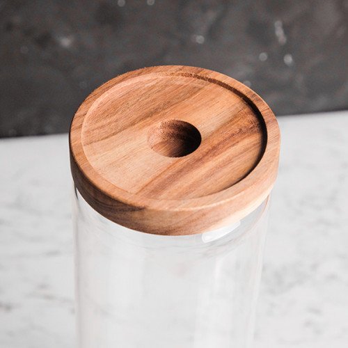Glass Food Jar with Wooden Lid 1800ml 3