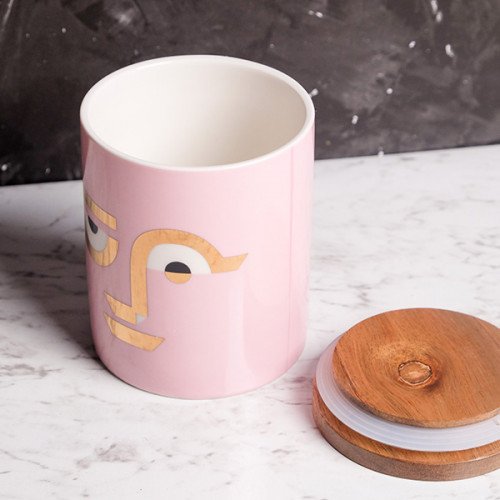 Face Expression Pink Kitchen Canister 4