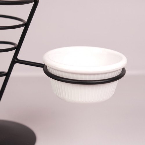 CHIPS BASKETS BLACK W SAUCE DISH 11.8 cm 2