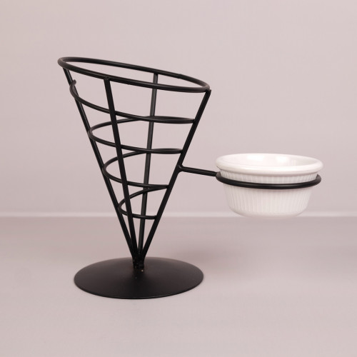 CHIPS BASKETS BLACK W SAUCE DISH 11.8 cm 3