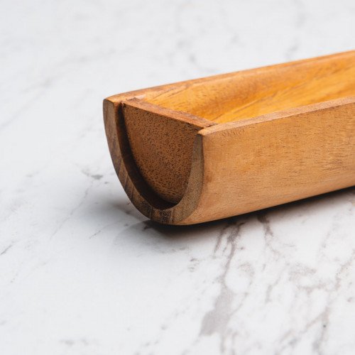 Mahoni Wooden Half Circular Bamboo dish 22,5cm x 5cm x 3,5cm 3