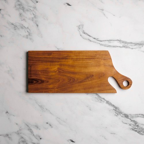 Teak Wooden Serving Board W Handle 40.5 x 16.2cm
