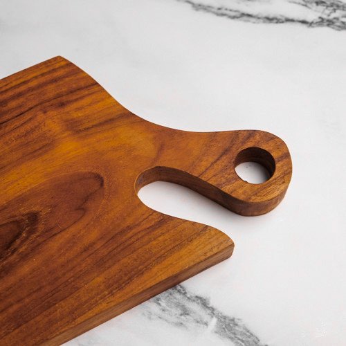 Teak Wooden Serving Board W Handle 40.5 x 16.2cm 2