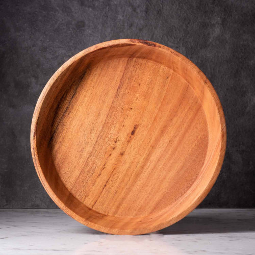 Mahogany Wooden Serving Plate Round 23cm 2