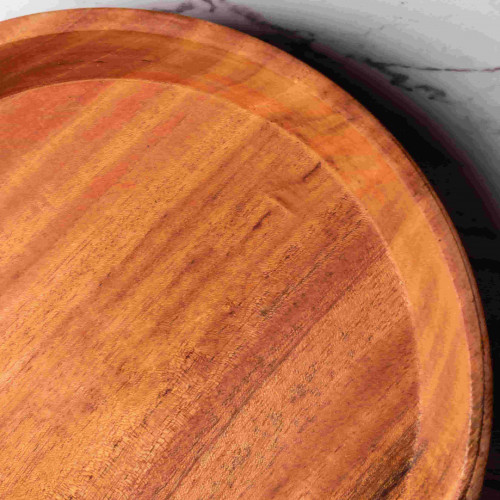 Mahogany Wooden Serving Plate Round 23cm 3