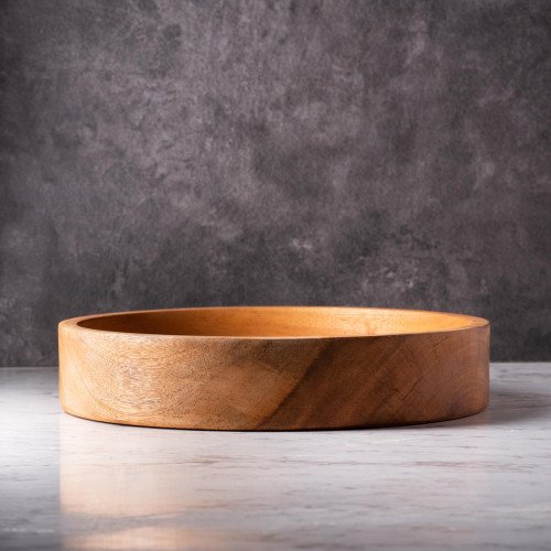 Mahogany Wooden High-Rim Plate 30cm