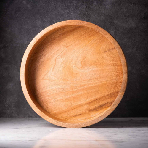 Mahogany Wooden High-Rim Plate 30cm 2