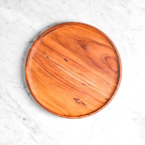 Teak Flat Round Dinner Plate 24cm 4