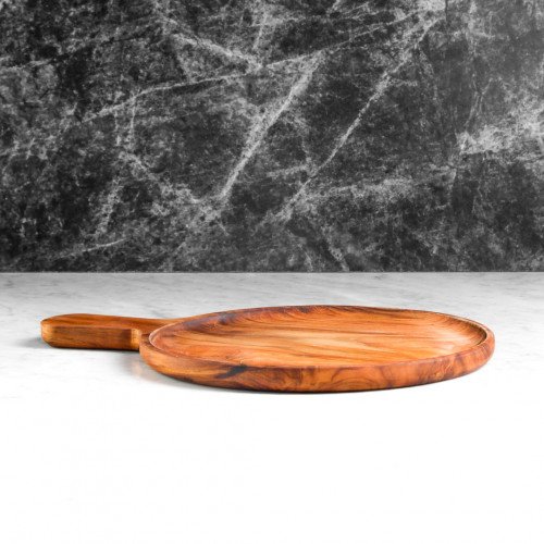 Teak Round Pizza Server 25.5 x 37cm 2