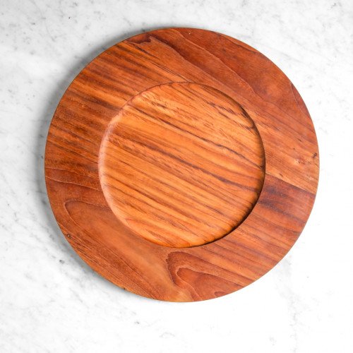 Teak Round Large Platter 36.5 x 20cm