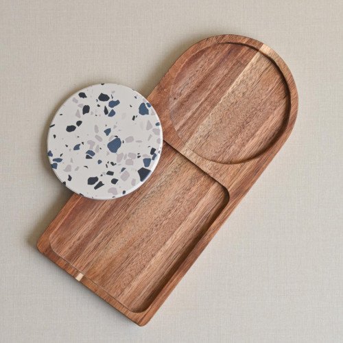 Breakfast Tray with Coaster Long Semi Circle - A 2