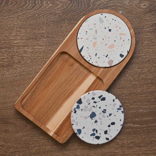 Breakfast Tray with Coaster Long Semi Circle - B 4