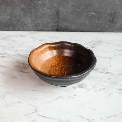 Dark Brown Rice Bowl 5" Flower Shape