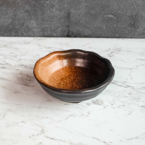 Dark Brown Rice Bowl 5" Flower Shape