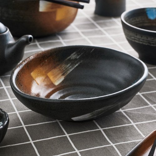 Dark Brown Fusion Oval Shape Bowl 6.6" 4