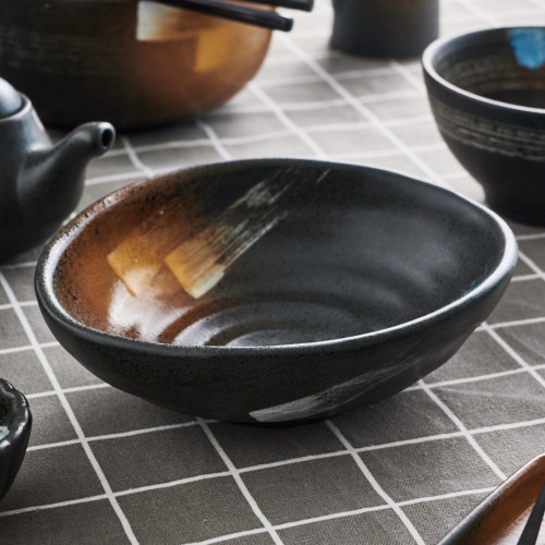 Dark Brown Fusion Oval Shape Bowl 6.6" 4