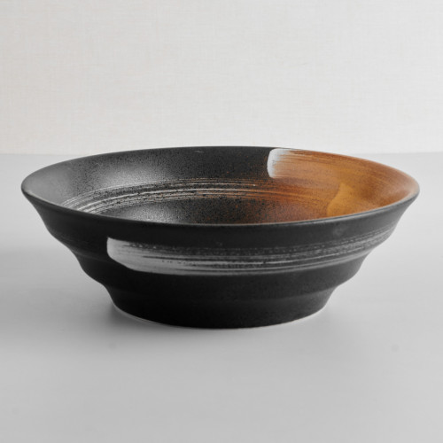 Dark Brown Fusion  Wide Rim Bowl 9"