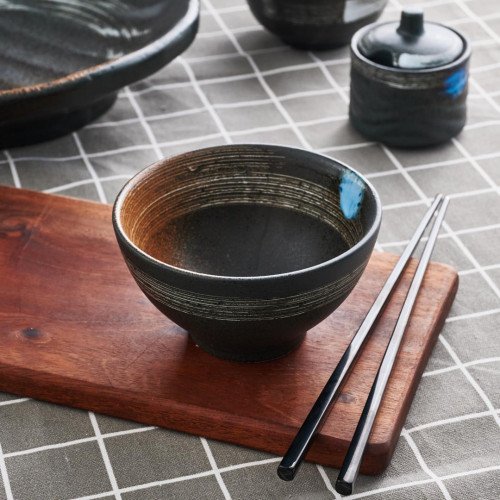 Dark Brown Fusion Miso Soup Bowl 4.5" 3