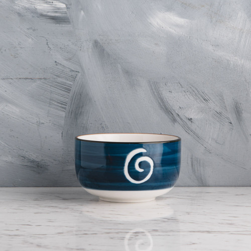 Meiji Blue Scroll Rice Bowl 4.5"