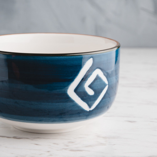 Meiji Blue Scroll Rice Bowl 4.5" 5