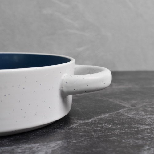 Groovy Blue Bowl with Handle 7.5" 5