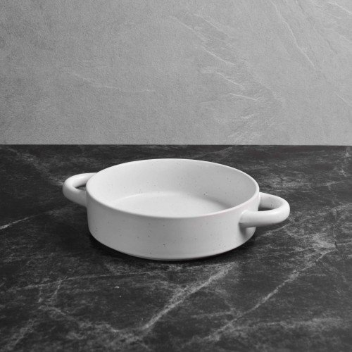 Groovy Beige Bowl with Handle 7.5"