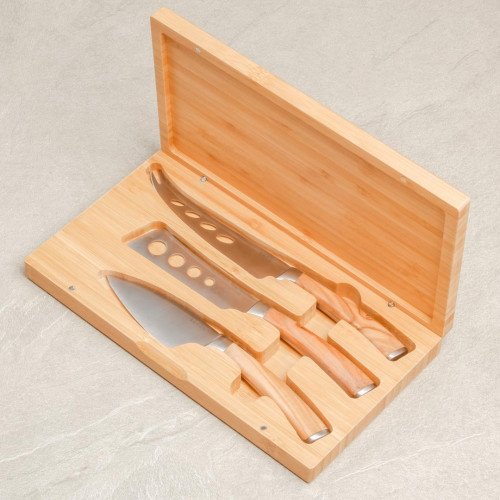 Oakgrip 3-pieces Steel Cheese Knife with Bamboo Box 6