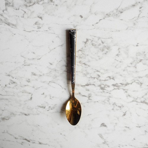 Black Marble Gold Tea Spoon