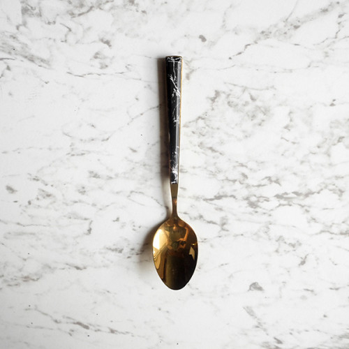 Black Marble Gold Dessert Spoon