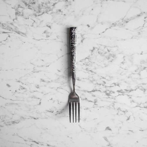 Black Marble Silver Dessert Fork
