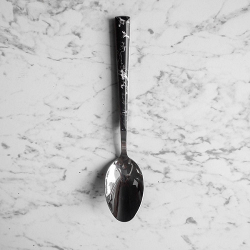 Black Marble Silver Table Spoon