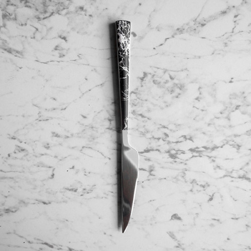 Black Marble Silver Table Knife