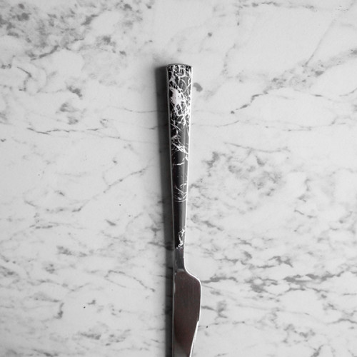 Black Marble Silver Table Knife 3