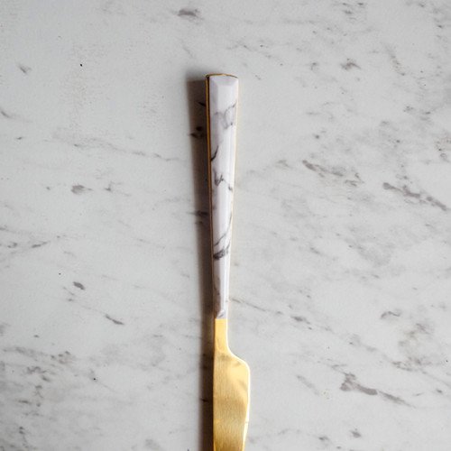 White Marble Gold Table Knife 3