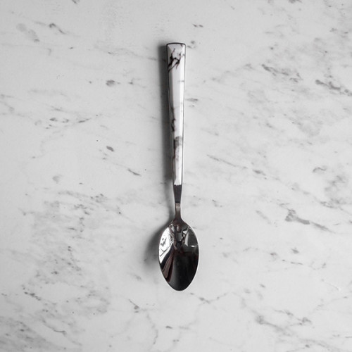 White Marble Silver Tea Spoon