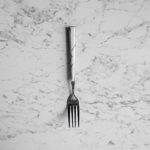 White Marble Silver Dessert Fork