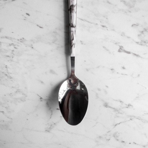 White Marble Silver Table Spoon 2