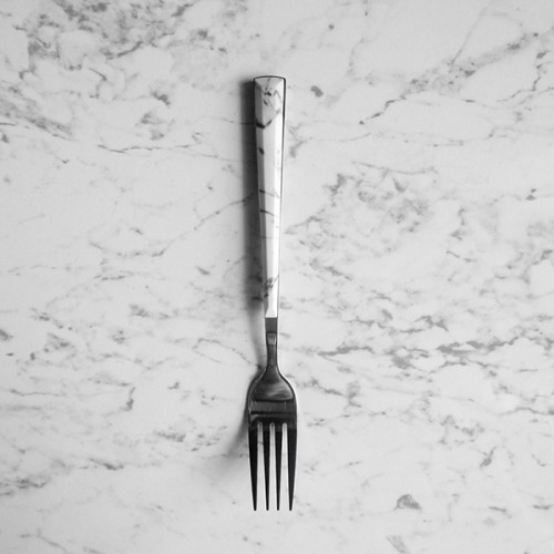 White Marble Silver Table Fork