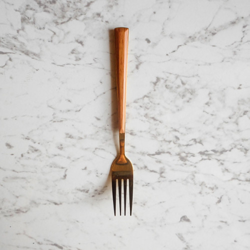 Wooden Accent Gold Table Fork