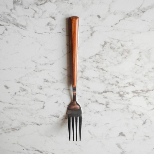 Wooden Accent Silver Table Fork