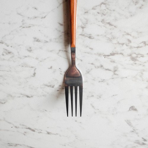 Wooden Accent Silver Table Fork 2