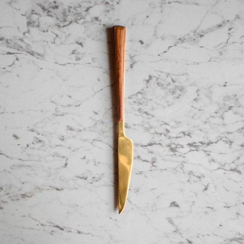 Wooden Accent Gold Cutleries Set 7