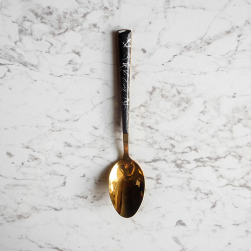 Black Marble Gold Cutleries Set 4