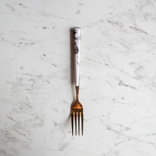 White Marble Gold Cutleries Set 3
