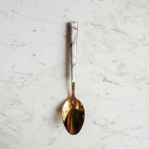 White Marble Gold Cutleries Set 7