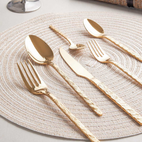 Embossed Gold Dessert Spoon 4