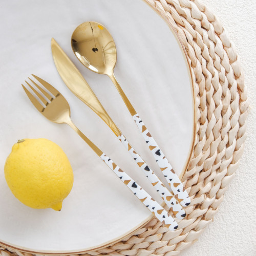 Festive White and Brass Table Spoon 5